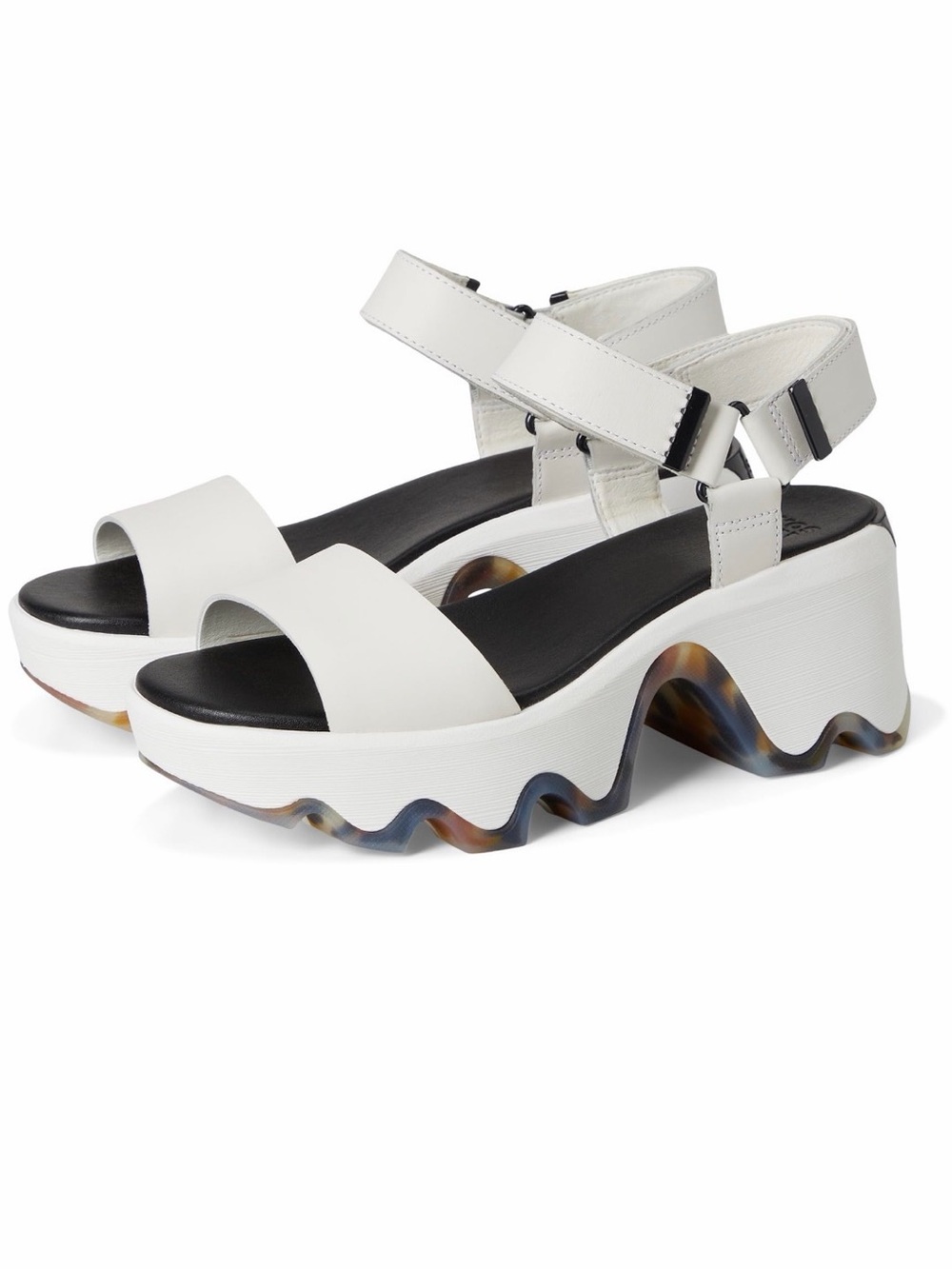 Sorel Kinetic Aura White Platform Wave Sandals with Ankle Strap